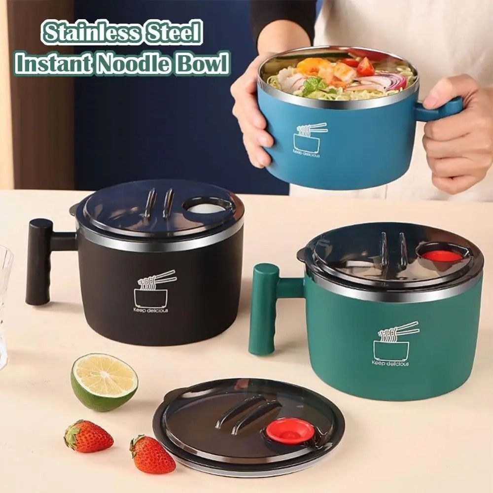 Meal Prep Soup - Mangkuk Ramen Stainless Steel Portabel Anti