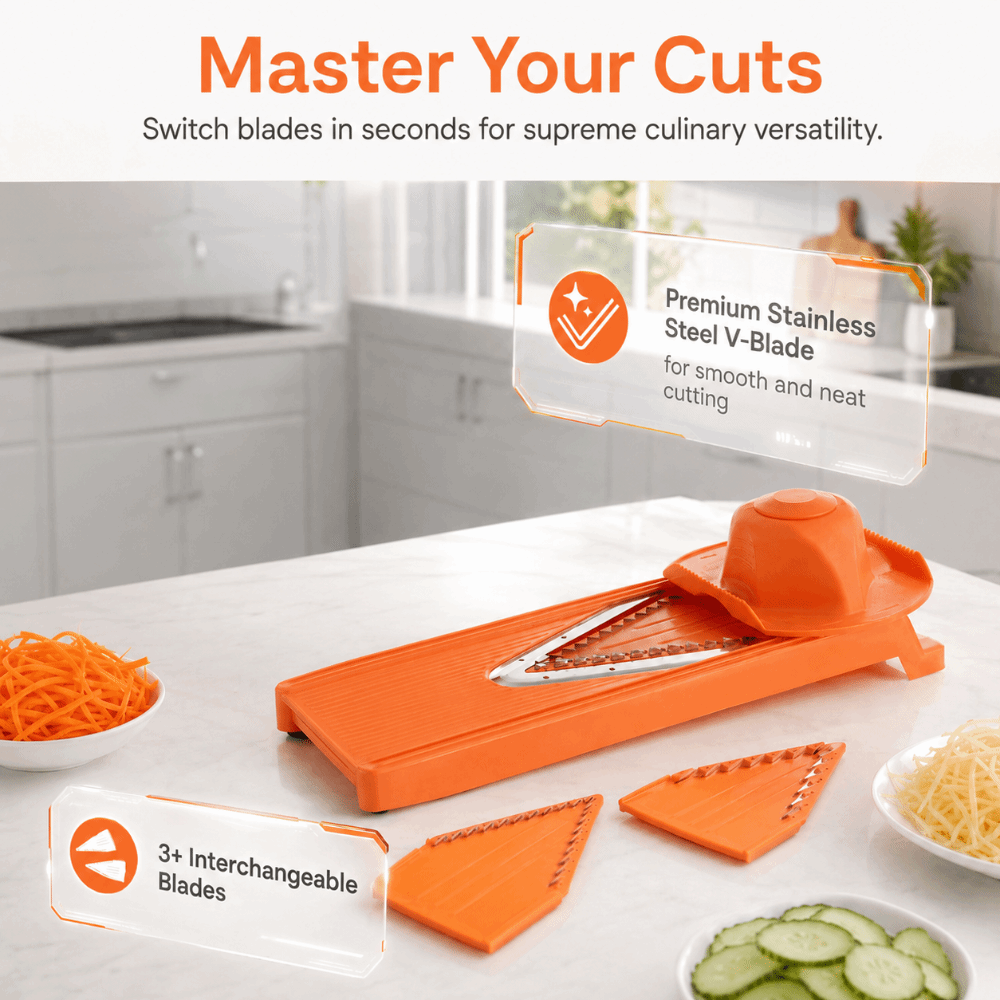 Mandoline Slicer Guard - Pemotong Sayuran ABS Mandoline Oranye dengan