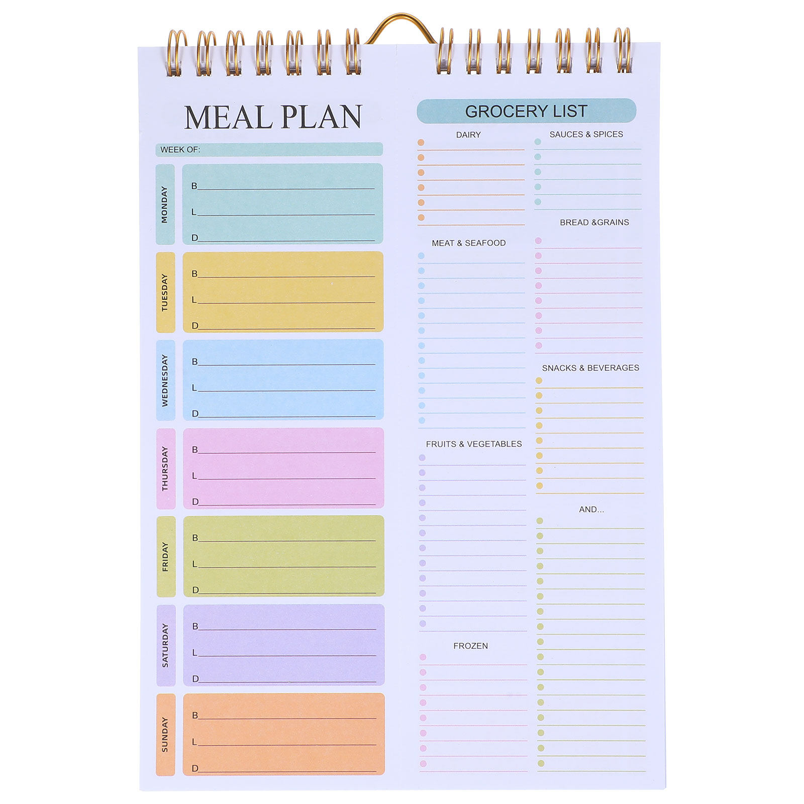 Meal Prep Grocery List - Buku Perencana Makan Mingguan A5 Spiral