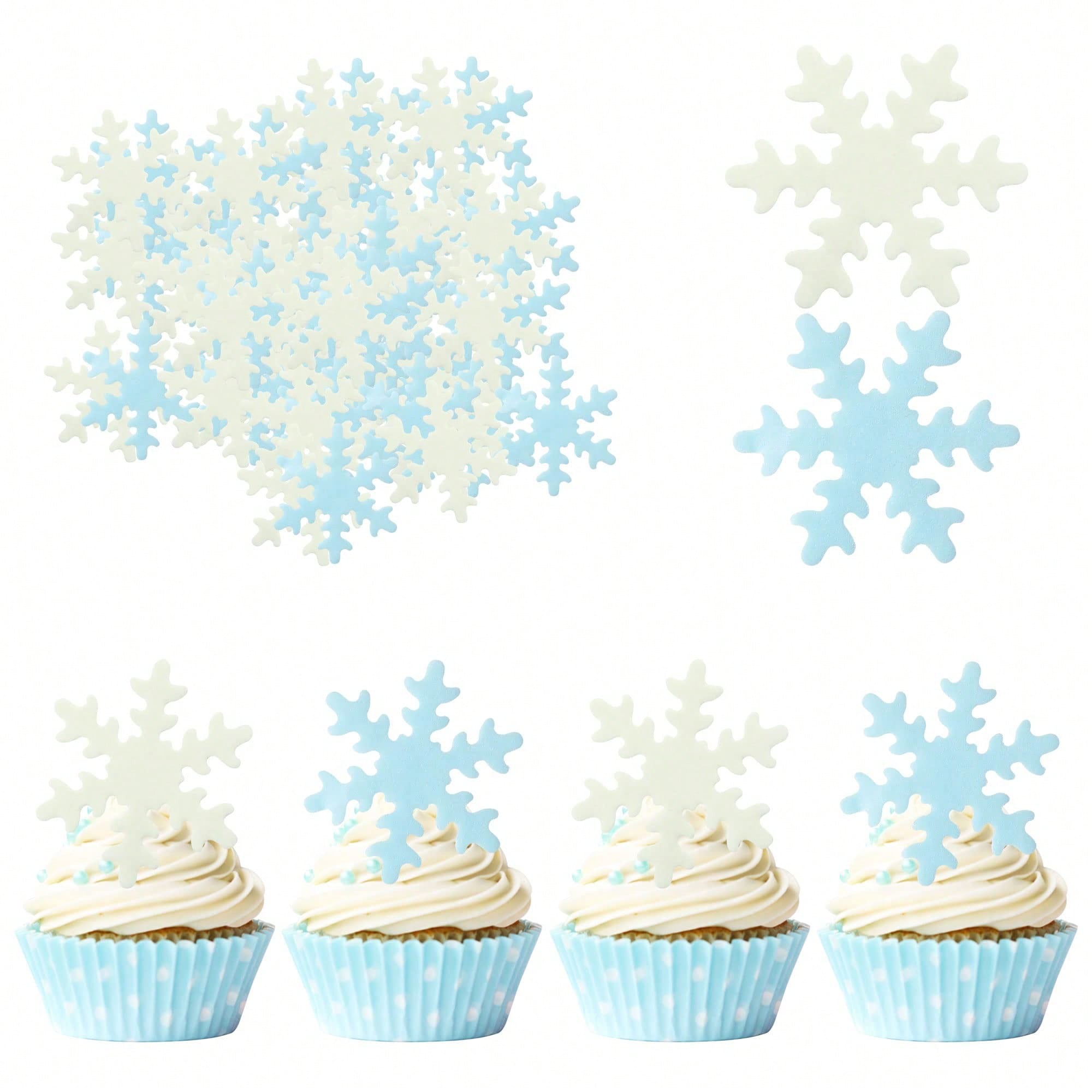 Meal Prep Frozen - 50 Buah Topper Cupcake Biru Putih,