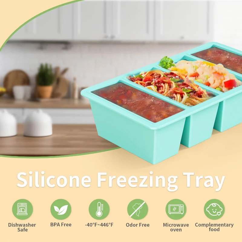 Meal Prep Frozen - Cetakan Es Silikon 4 Kotak Besar