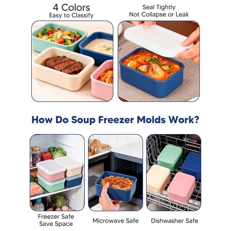 Cetakan Silikon AB33-4-Pack De - Meal Prep Soup ulasan dan harga