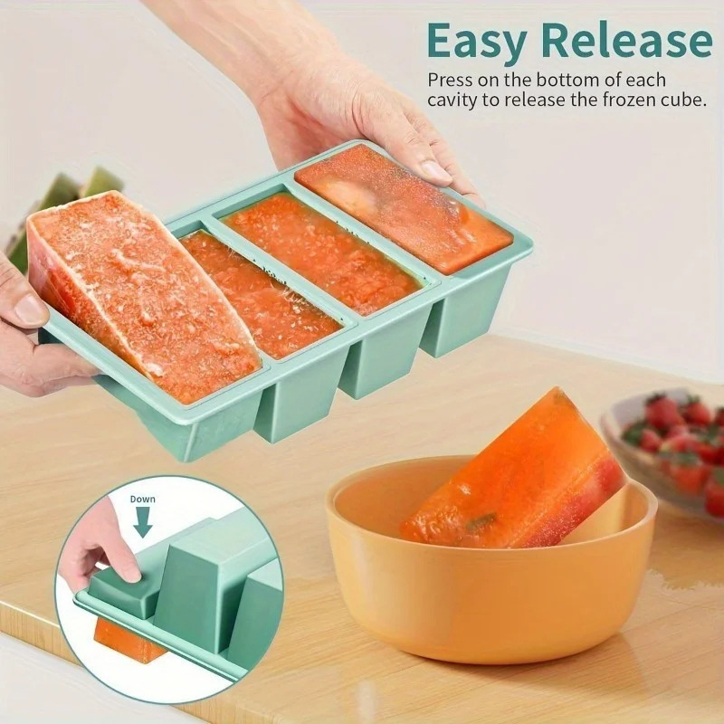 Cetakan Es Silikon 4 Kotak Bes - Meal Prep Frozen ulasan dan harga