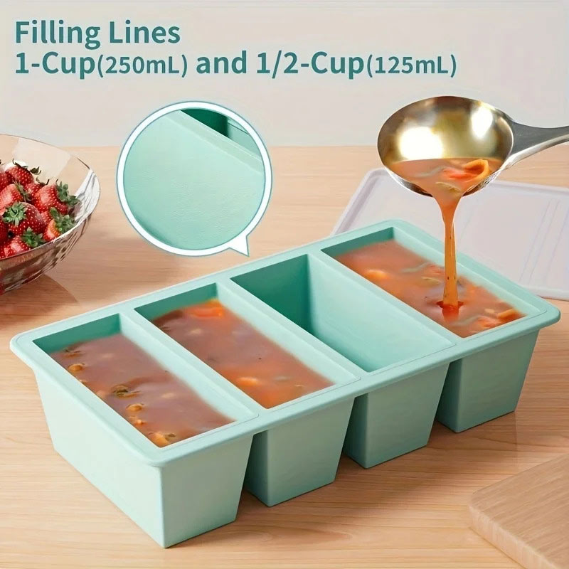 Cetakan Es Silikon 4 Kotak Bes - Meal Prep Frozen ulasan dan harga